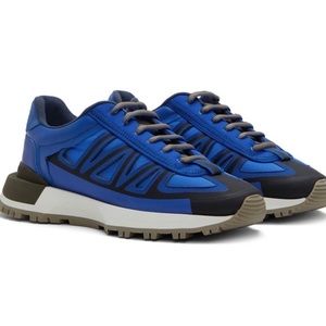 Mens Maison Margiela Oversized Leather Sneakers Blue/Black 41 US 8